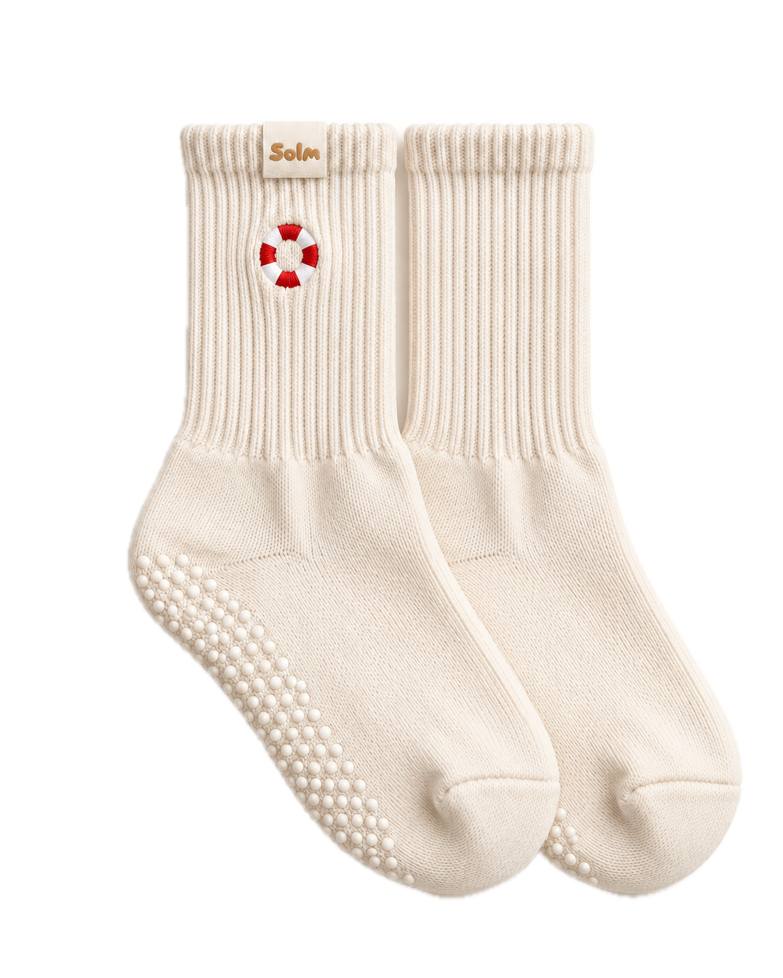 Stay Afloat grip socks, a pair laid flat